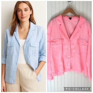 J. Crew Camp-Collar Shirt in Featherweight Linen Blend, Size 18